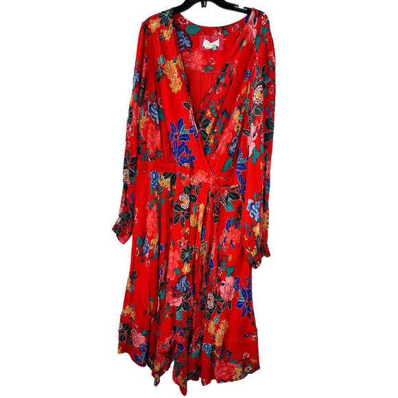 by Anthropologie Boswell Textured Wrap Tunic Faux Wrap Dress Plus Size 24W - Picture 2 of 16